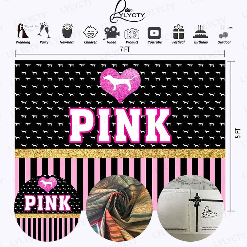 LYLYCTY 7x5ft Pink Backdrop Girl Princess Sweet 16th Birthday Party Supplies Stripe Photography Background for Prom Party Cake Table Banner Photo Booth Studio Props BJQQLY216 - Image 2